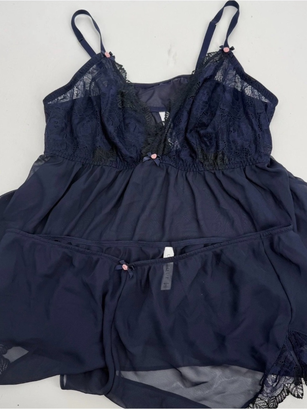 Cacique Seriously Sexy Sheer Mesh Lace Cami Pajama Set Top/shorts Size 18-20 - Picture 3 of 9